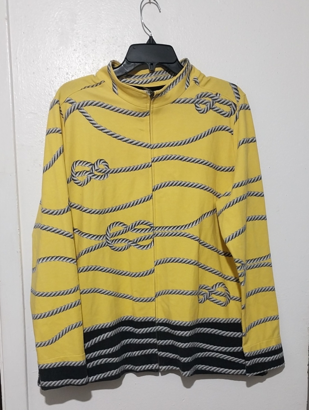 Yellow Nautical Rope Print Zip Jacket By SAUSAN Graver